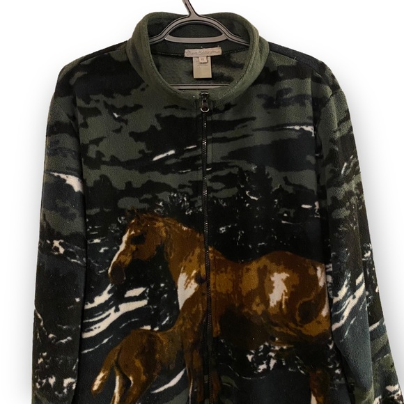 Vintage 90s Horse / Nature Print  Zip Up Fleece Shacket - Picture 14 of 14